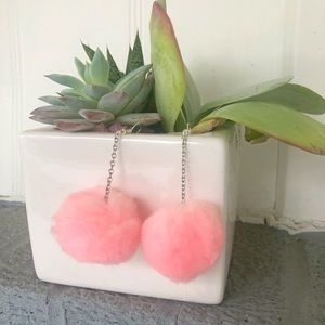 Pink Pom Pom Spring Summer Earrings